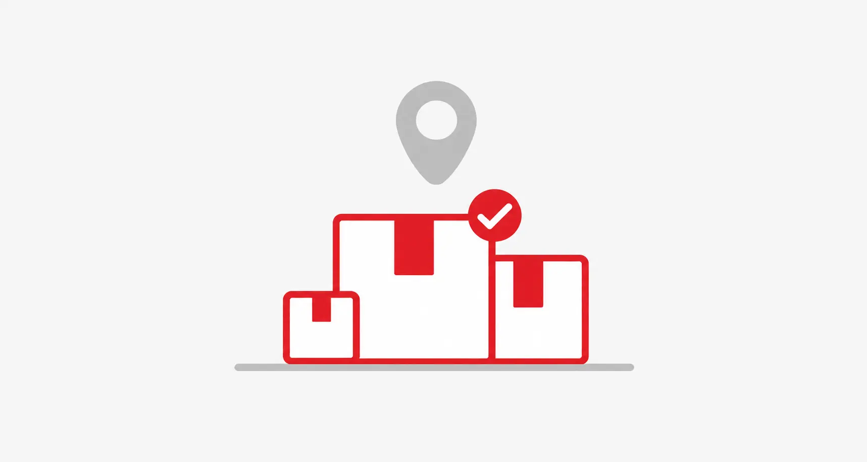 Red parcel stack with check and pin 1